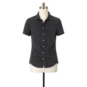 Topman Washed Black Denim Shirt – Men’s Slim Fit Button-Up – Size XXS